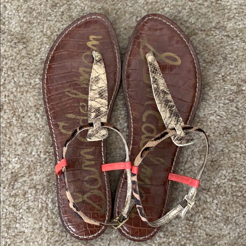 Sam Eldelman Gigi Snake Skin Leather Sandals